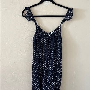 J. Crew Navy and White Polka Dot Swim Coverup